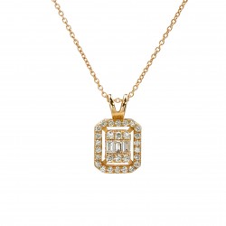 Lanț din aur roz 18K cu pandantiv cu diamante de 0.18ct - LANDIA002