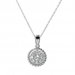 Lanț din aur alb 18K cu pandantiv cu diamante de 0.24ct - LANDIA003