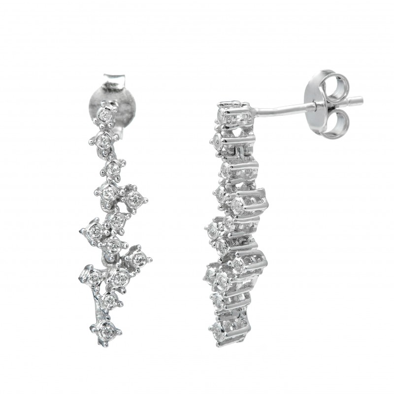 Cercei din aur alb 14K cu diamante de 0.10ct - CERDIA001