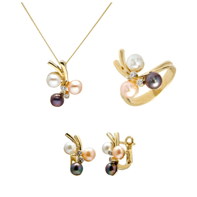 Set din aur galben 14K cu perle de cultură-SET052