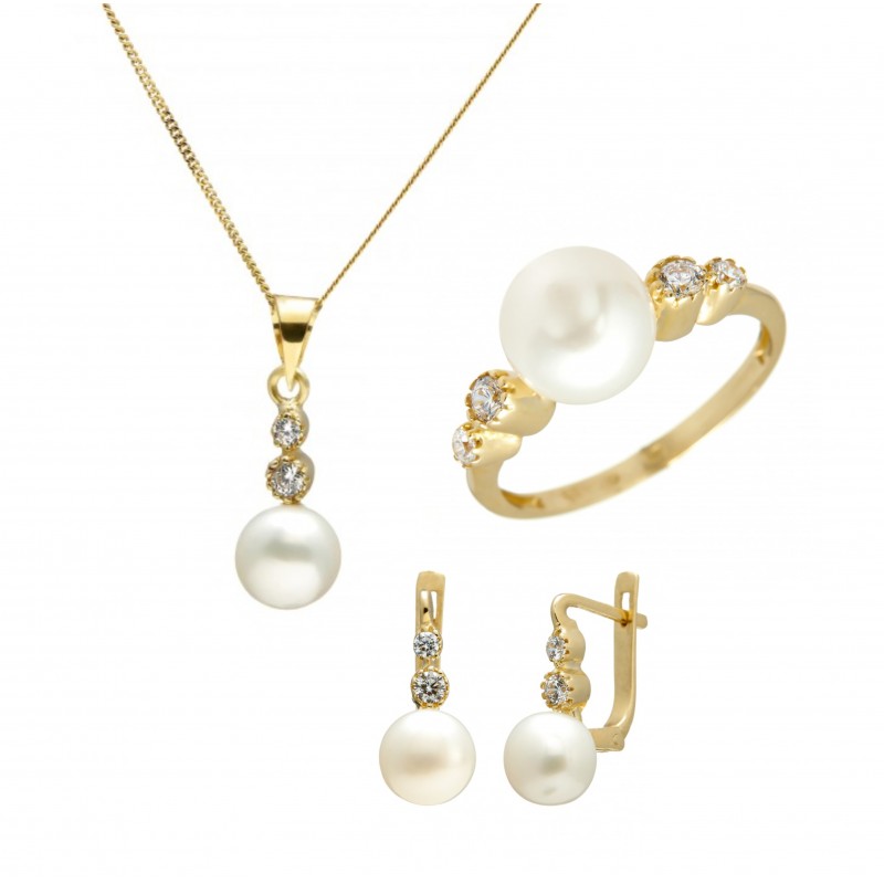 Set din aur galben 14K cu perle de cultură-SET057