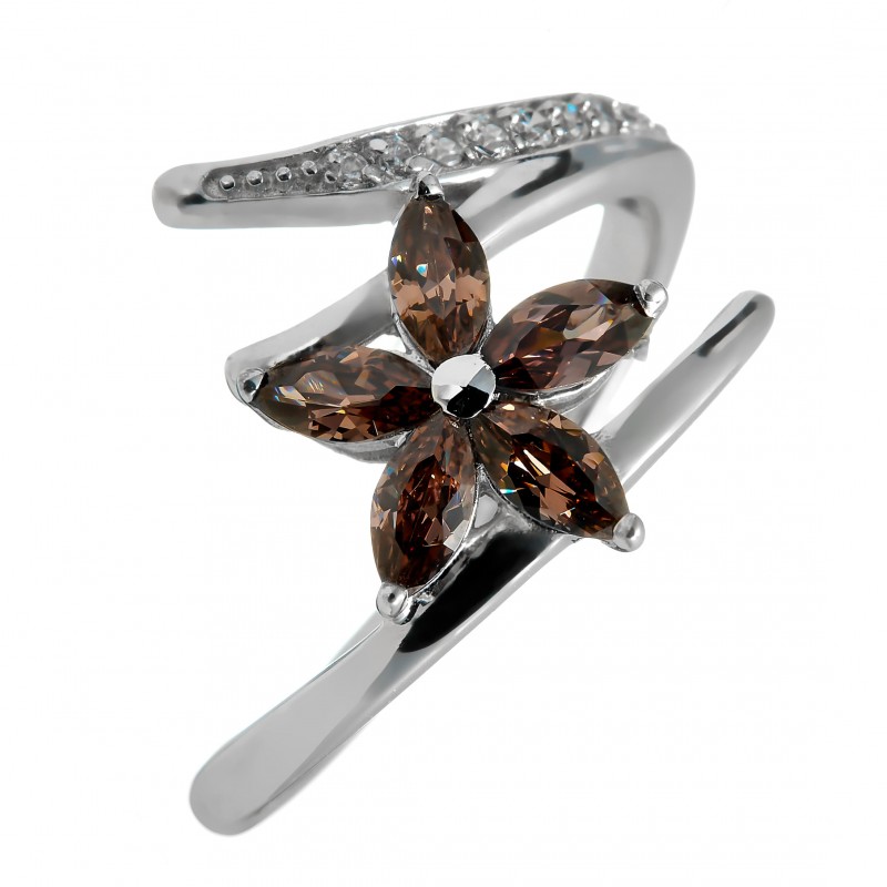 Inel din aur alb 14K cu cuartz fumuriu - IAU077