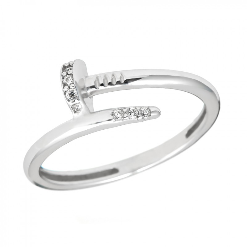 Inel din aur alb 14K - IAU009