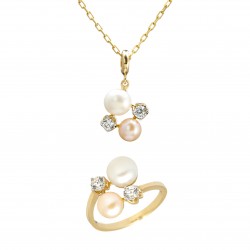 Set din aur galben 14K cu perle de cultură - SET010