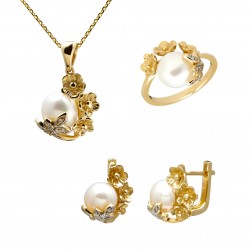 Set din aur galben 14K cu perle de cultură - SET011