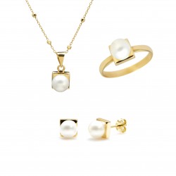 Set din aur galben 14K cu perle de cultură - SET012